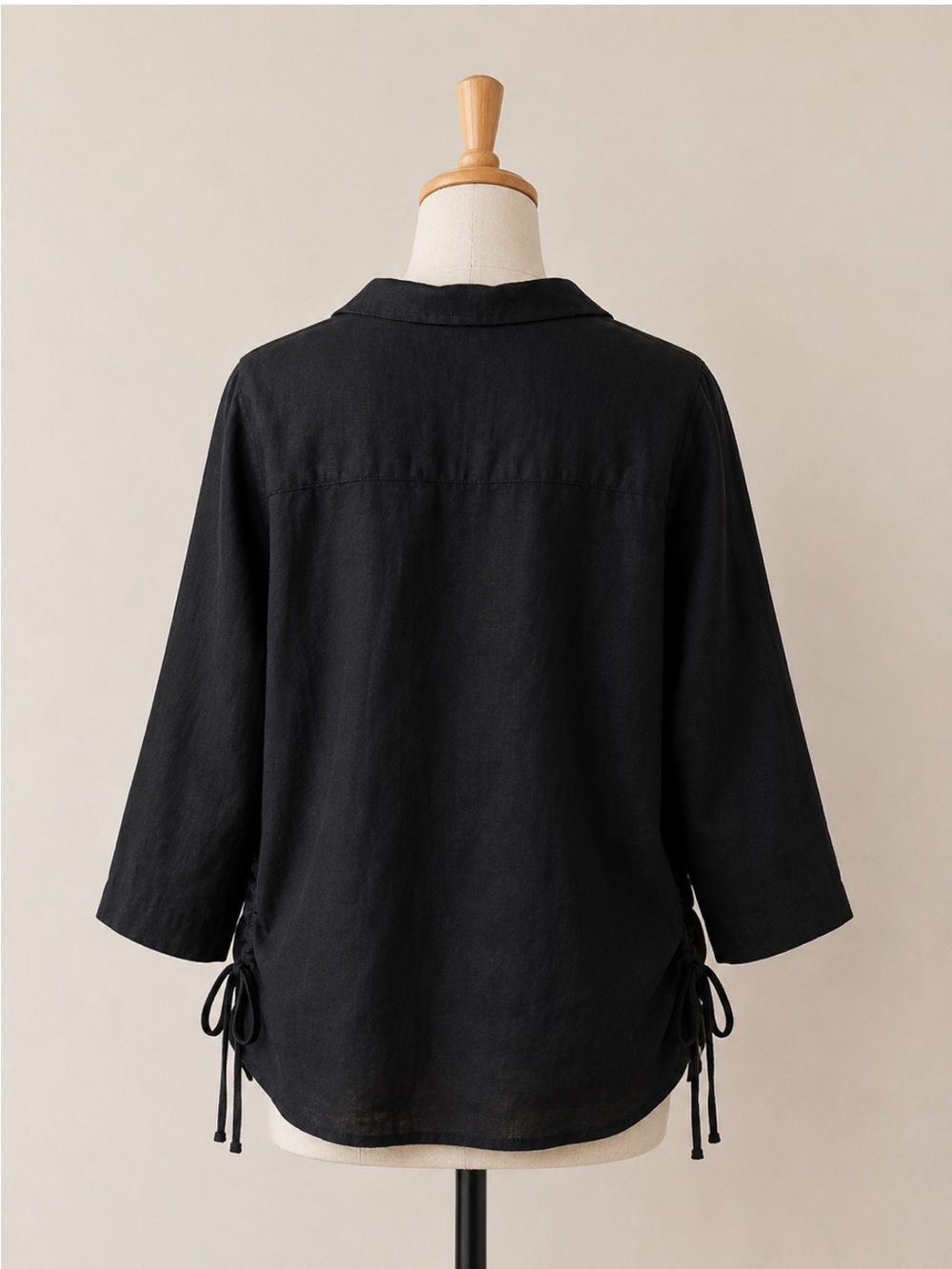 Isaac Mizrahi New York Black 100% Linen Boho Blouse Size M - Picture 3 of 4